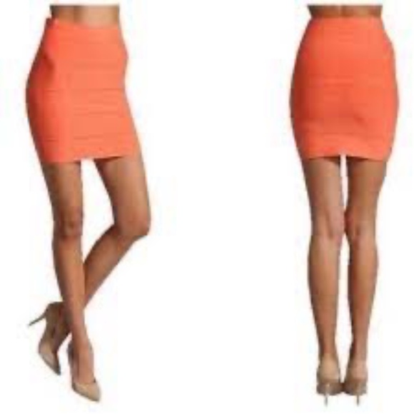 BCBG Simone Power Skirt / Bandage Mini, Tangelo Orange, XS, NWT - Picture 4 of 6